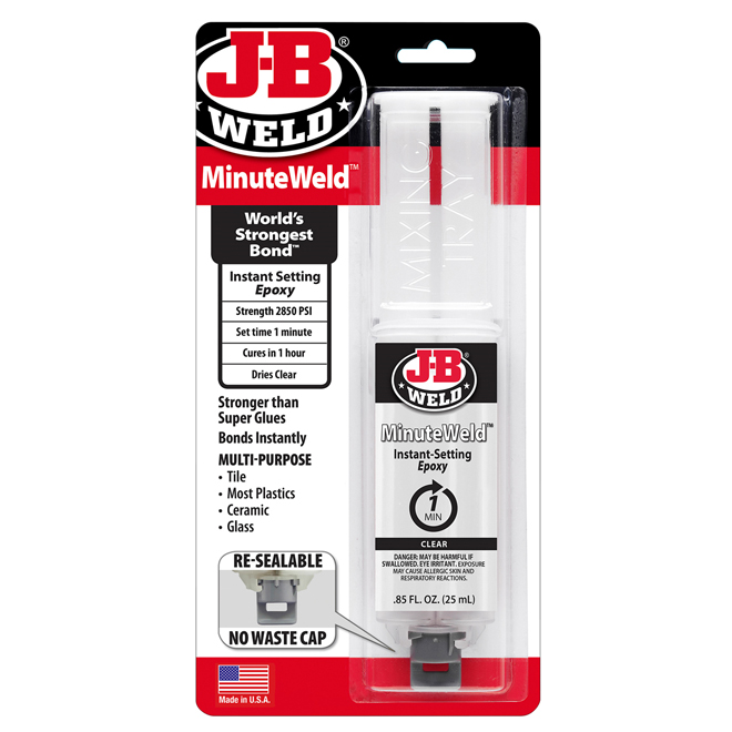 [50101CAN] J-B Weld Minute Weld Instant Epoxy Syringe, 50101, Clear, 25-mL