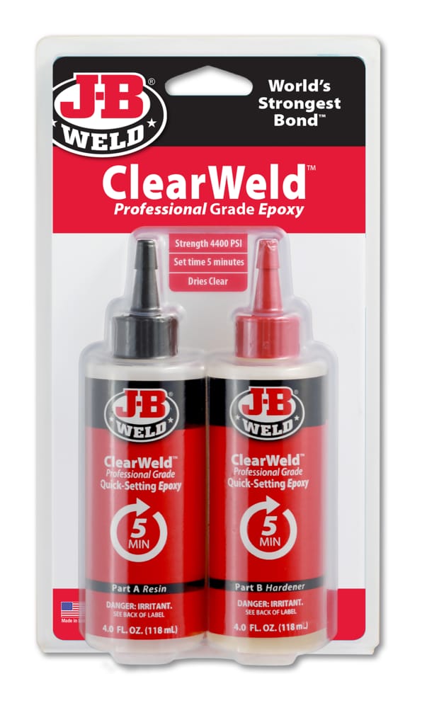 J-B Weld ClearWeld 5-Minute Professional Grade Quick Setting Epoxy, 118-mL, 2-pk