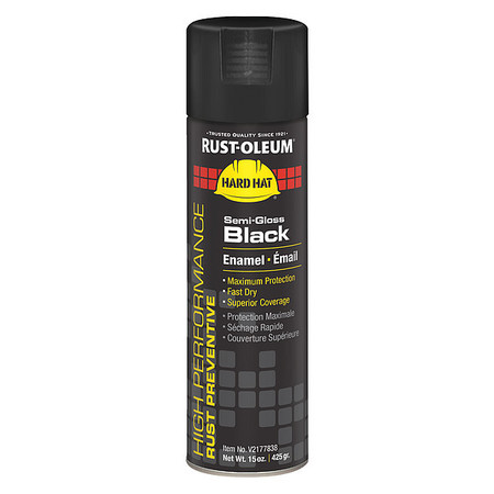 Rust Preventative Spray Paint, Black, Semi-Gloss, 15 Oz