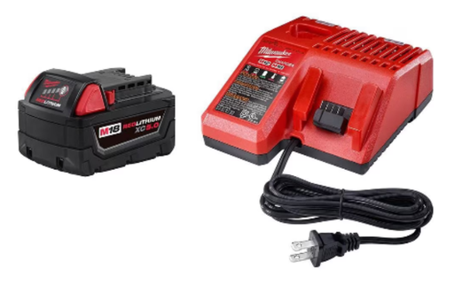 [48-59-1850]  Milwaukee Tool 18V M18 Lithium-Ion Extended Capacity (XC)Ah REDLITHIUM Battery with Multi-Voltage Charger