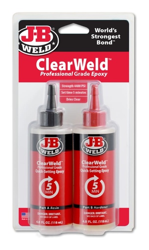 [50240CAN] J-B Weld ClearWeld 5-Minute Professional Grade Quick Setting Epoxy, 118-mL, 2-pk