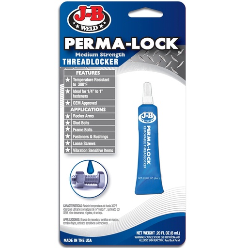 [24206CAN] J-B Weld Permalock Medium Threadlocker Blue 6 Ml Clear 6