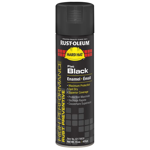 [V2178838] Rust-Oleum Hard Hat V2100 Gloss Flat Spray Paint, Black, 15 Oz,  (V2178838) | Quill